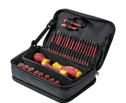 WIHA 43465 - סט מברגים slimVario מקצועי לחשמלאים ראש מתחלף דק 31 חלקים כולל תיק נשיאה
