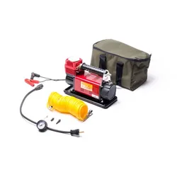 מדחס אויר 12V אדום, 160 ליטר/דקה, חיבור קרוקודילים למצבר + תיק נשיאה